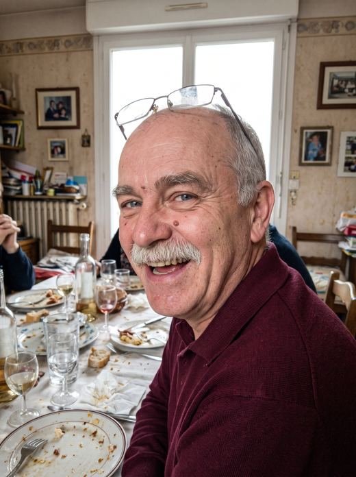 Exemple de bonne photo : un homme souriant, de face, bien éclairé